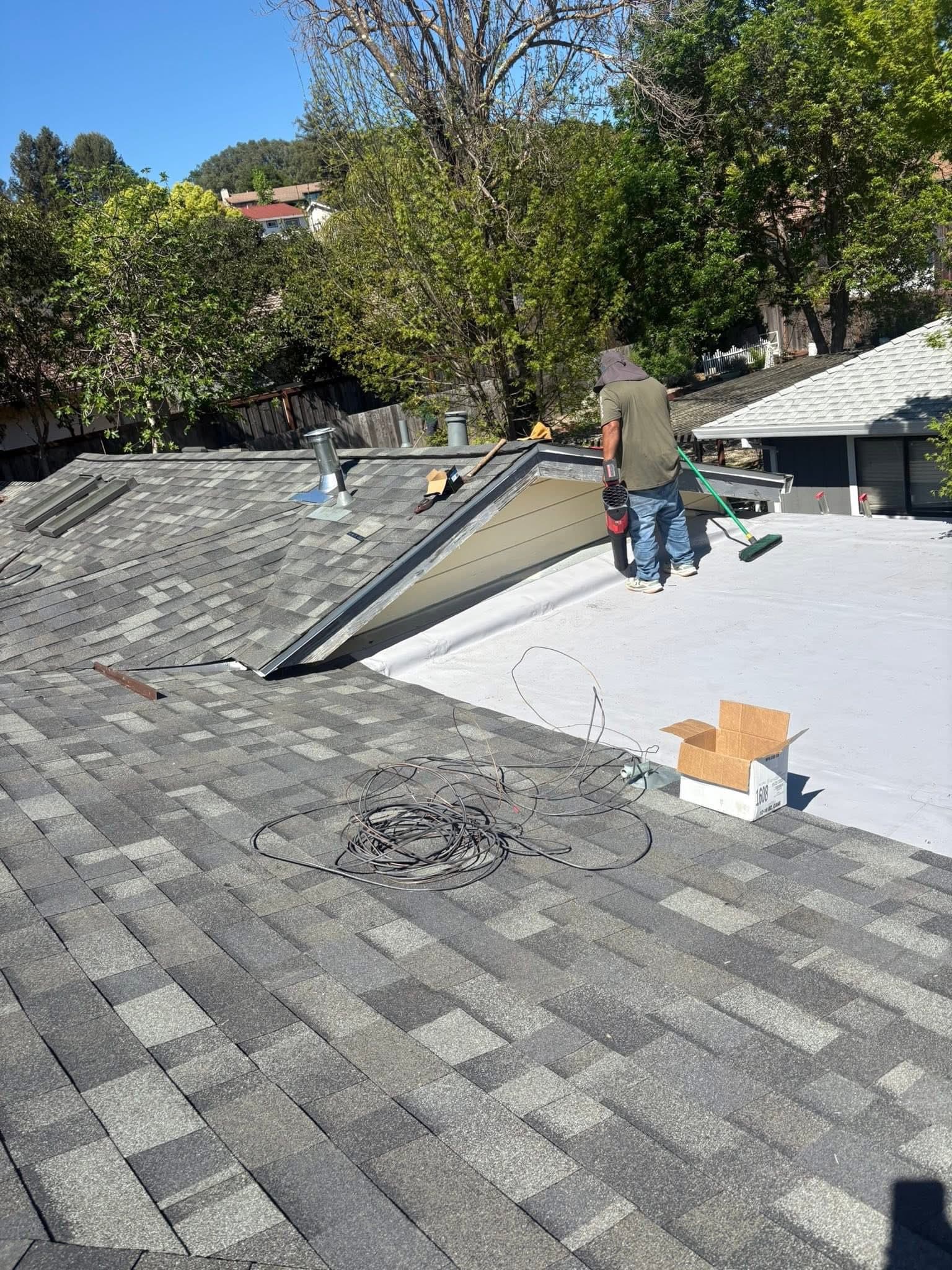 Fiberglass shingles installed on a residential roof